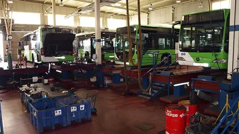 Taller de autobuses de Aucorsa, en una imagen de archivo