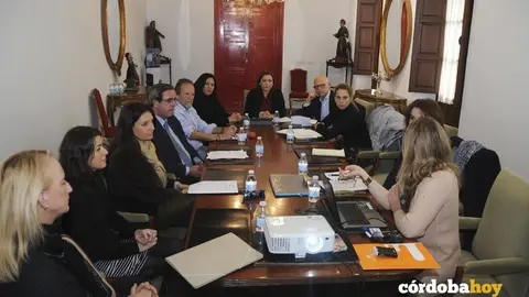 La presidenta de IPRODECO, Ana Carrillo, al frente de la reuni&oacute;n con distintos actores de la provincia