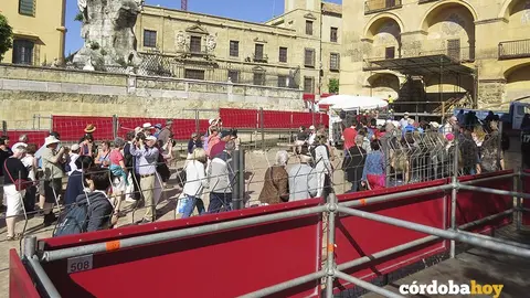 Montaje de los palcos de Semana Santa, en una imagen de archivo