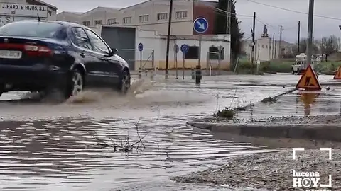 Agua acumulada en la zona de Puente Vadillo de Lucena
