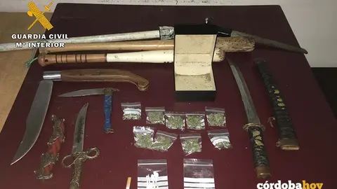 Armas incautadas en la supuesta pe&ntilde;a deportiva