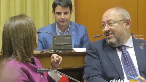 Isabel Ambrosio habla con Pedro Garc&iacute;a en el Pleno del Ayuntamiento