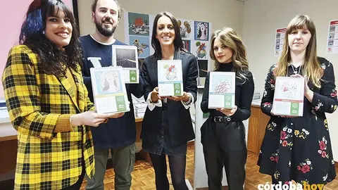 Cinco de los seis artistas participantes, Clatra G&oacute;mez Campos, Sota, Almudena Castillejo, Marta Garc&iacute;a del Rosal y Nisa