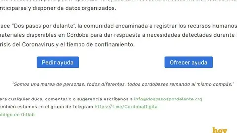 Captura de la web de Dos pasos por delante