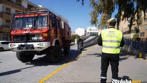 Soldado de la Unidad Militar de Emergencias en Pozoblanco