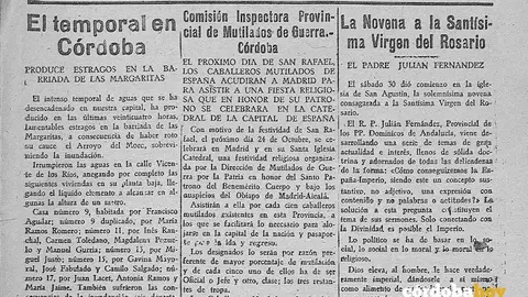 Fragmento de la p&aacute;gina del diario Azul donde se narra el temporal que afect&oacute; a las Margaritas en 1939