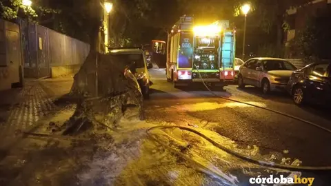Actuaci&oacute;n de los bomberos esta madrugada pasada con contenedores ardiendo