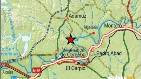 Terremoto en Villafranca, mapa del Instituto Geogr&aacute;fico Nacional