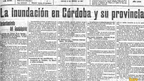 El 'Diario C&oacute;rdoba' habla de la inundaci&oacute;n sucedida el 7 de marzo de 1917