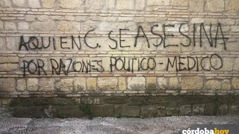 Pintada en la calle Villaceballos en plena Juder&iacute;a de C&oacute;rdoba