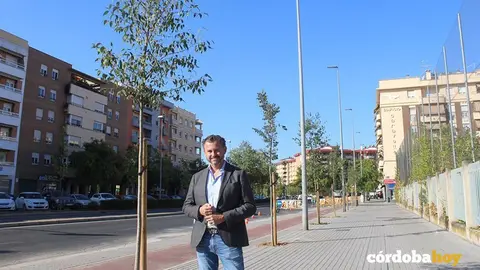David Dorado junto a varios &aacute;rboles nuevos de la ciudad
