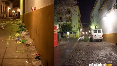 El 'antes' y el 'despu&eacute;s' de la actuaci&oacute;n de Sadeco en un botell&oacute;n de Cruces