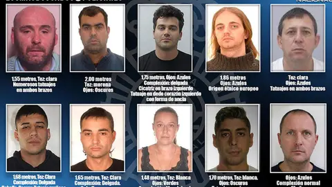 Los 10 m&aacute;s buscados por el Cuerpo Nacional de Polic&iacute;a