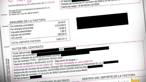 La factura desorbitada que pretend&iacute;a cobrar Endesa Energ&iacute;a XXI a un cliente