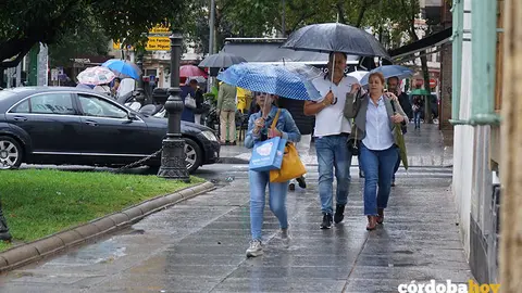Lluvia en la capital, en una imagen de archivo