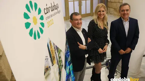 Francisco Hortig&uuml;ela, Lourdes Morales y Javier Rodr&iacute;guez Zapatero en la presentaci&oacute;n del congreso C&oacute;rdoba, Crisol de la Cultura Digital