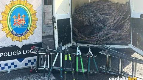 Material de cobre recuperado por la Polic&iacute;a Local de C&oacute;rdoba