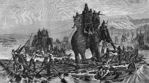 Obra de Gilbert 'Hannibal crossing the Rhone 218 BC 1882-1884 -(MeisterDrucke-773616)