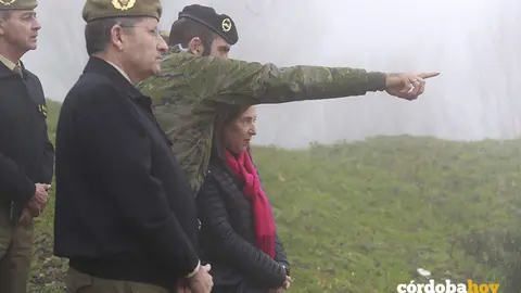 Visita de la ministra a la Base de Cerro Muriano en el lugar donde se produjo el suceso