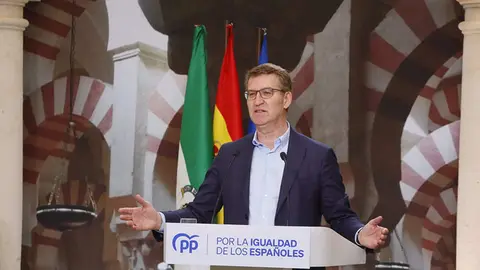 El presidente del PP, Alberto N&uacute;&ntilde;ez Feij&oacute;o, interviene en un acto del PP en C&oacute;rdoba, en una imagen de archivo MADERO CUBERO (EUROPA PRESS)