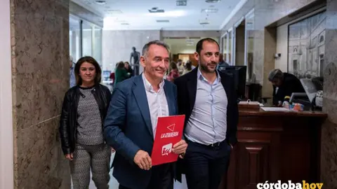 Irene Ruiz, Enrique Santiago y Sebasti&aacute;n P&eacute;rez, en el Congreso