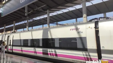 Un tren AVE en uno de los andenes de la estaci&oacute;n central de C&oacute;rdoba