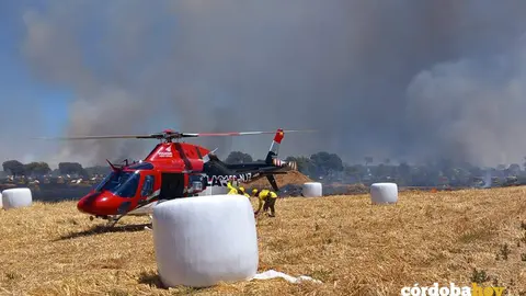 Actuaci&oacute;n del Infoca en Valsequillo con un helic&oacute;ptero FOTO INFOCA