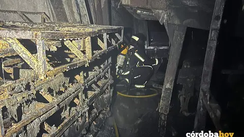 Un incendio calcina una nave industrial en Lucena