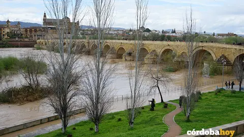 Crecida del r&iacute;o Guadalquivir por las lluvias y en parte por los desembalses