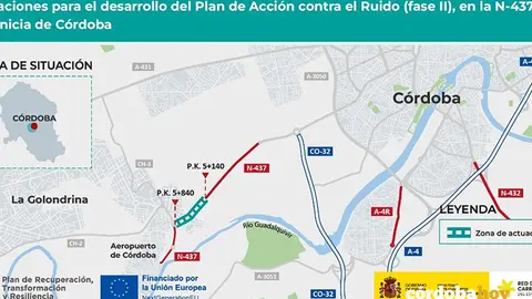 Plano de la zona donde se situar&aacute;n las barreras ac&uacute;sticas IMAGEN MINISTERIO DE TRANSPORTES