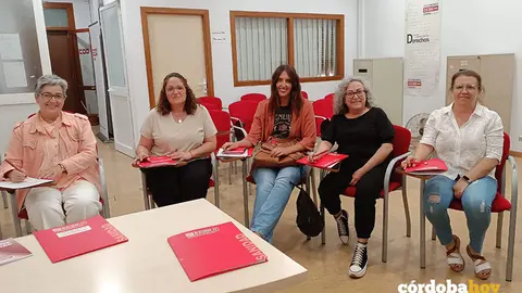 Las cinco delegadas del comit&eacute; de empresa en el servicio de ayuda a domicilio del Ayuntamiento de Montalb&aacute;n de C&oacute;rdoba FOTO CCOO