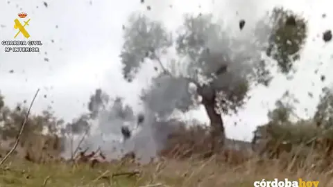 La Guardia Civil detona dos proyectiles de artiller&iacute;a usados en la Guerra Civil, localizados en una finca del t&eacute;rmino municipal cordob&eacute;s de Pe&ntilde;arroya-Pueblonuevo IMAGEN GUARDIA CIVIL
