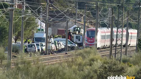 Imagen de la zona del accidente ferroviario con los convoyes de trenes siniestrados FOTO
JOAQU&Iacute;N CORCHERO / EUROPA PRESS
