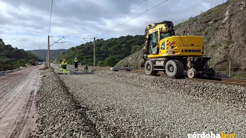 Varios operarios durante la reconstrucci&oacute;n del tramo ferroviario, a 31 de enero de 2026, en Adamuz FOTO MINISTERIO DE TRANSPORTES Y MOVILIDAD SOSTENIBLE