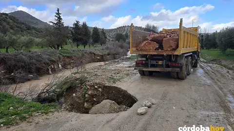 Camino afectado por la borrasca en Priego de C&oacute;rdoba, en una imagen de archivo FOTO AYUNTAMIENTO DE PRIEGO