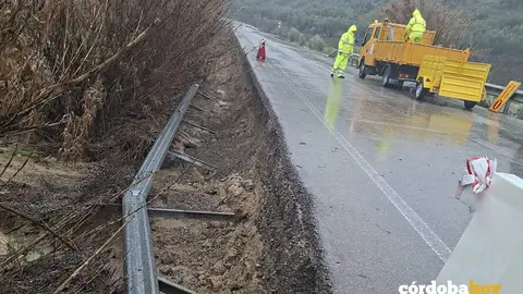 Carretera provincial afectada por los temporales FOTO DIPUTACI&Oacute;N DE C&Oacute;RDOBA
