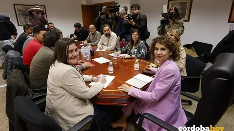 La vicepresidenta primera y ministra de Hacienda, Mar&iacute;a Jes&uacute;s Montero, en la reuni&oacute;n para abordar la situaci&oacute;n de Hitachi Energy en C&oacute;rdoba FOTO MADERO CUBERO / EUROPA PRESS