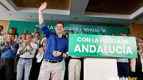El presidente del PP-A y candidato a la reelecci&oacute;n a la presidencia de la Junta de Andaluc&iacute;a, Juanma Moreno, durante la Intermunicipal del PP andaluz FOTO MADERO CUBERO / EUROPA PRESS