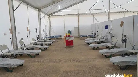 Hospital de campa&ntilde;a de Cruz Roja C&oacute;rdoba ubicado en el recinto ferial de El Arenal, con motivo de la Feria de Nuestra Se&ntilde;ora de la Salud FOTO CRUZ ROJA DE C&Oacute;RDOBA