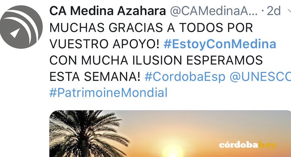 Tweet de apoyo a Medina Azahara