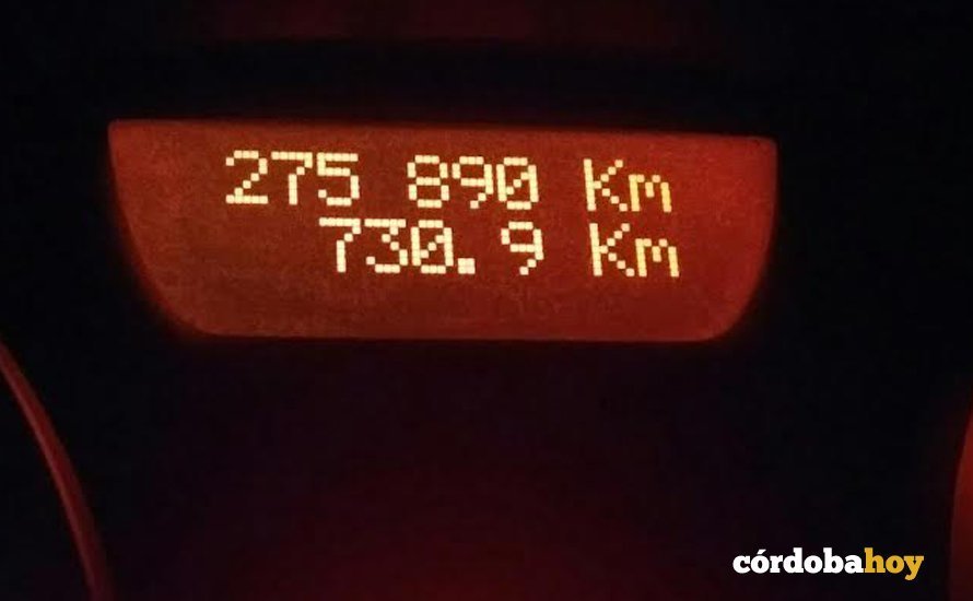 Cuentakilómetros de uno de los vehículos de la Policía
