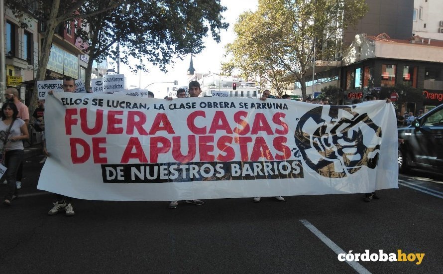 Manifestación contra las casas de apuestas