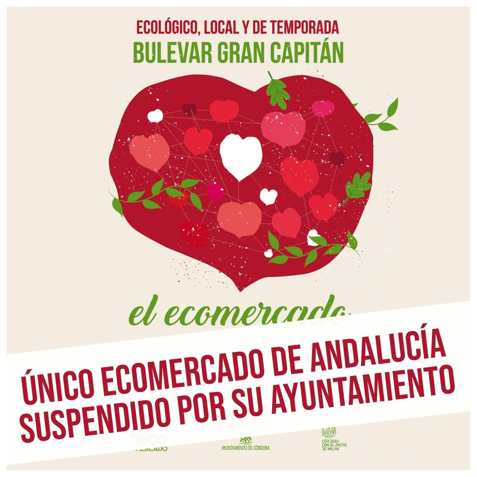 Cartel de protesta por el cierre del Ecomercado