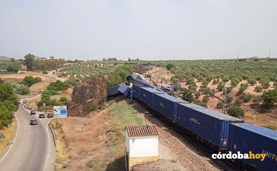 Descarrilamiento del tren de mercancías en Montoro