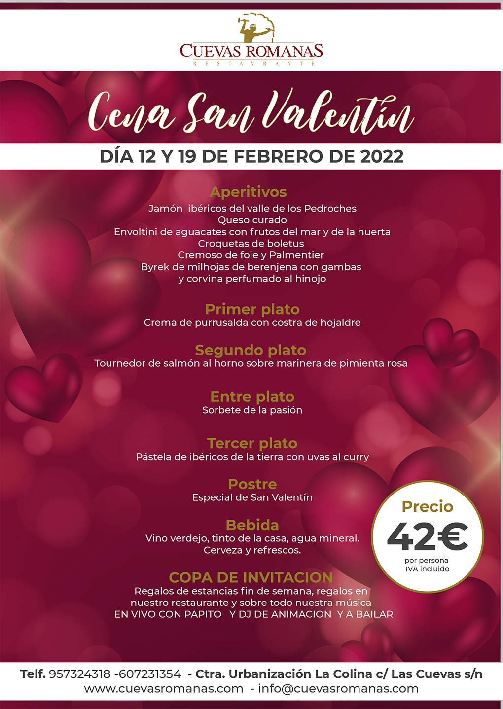 Propuesta der Cuevas Romanas para San Valentín