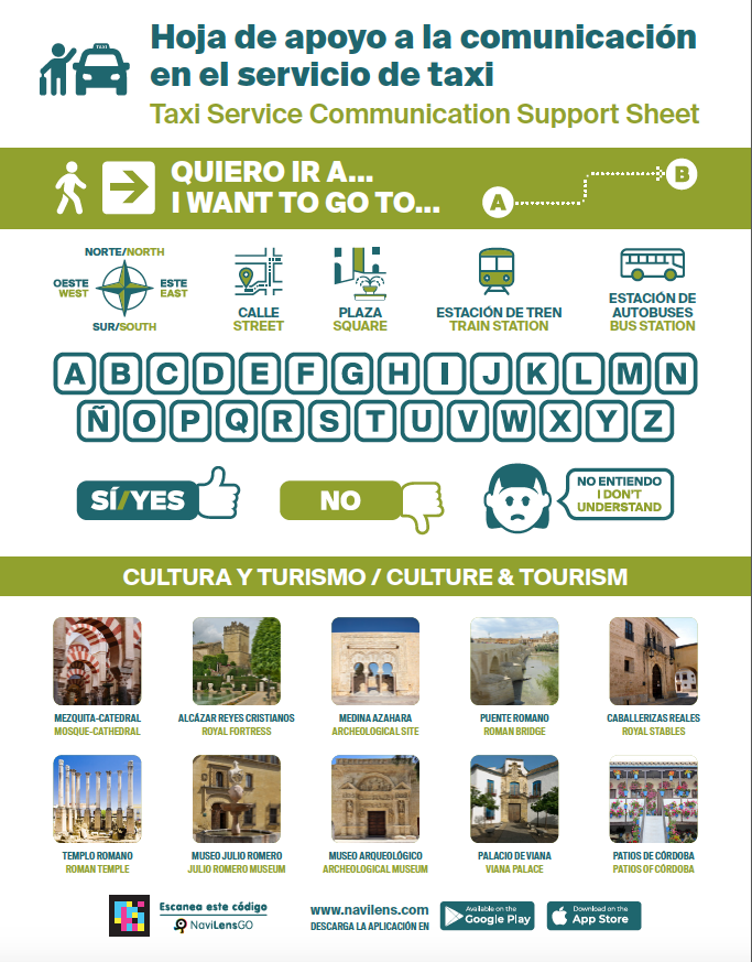 Hoja de apoyo de comunicación para el taxi