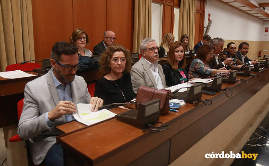 La bancada de la izquierda con la ausencia pactada (arrivba a la izquierda) de Pedro García