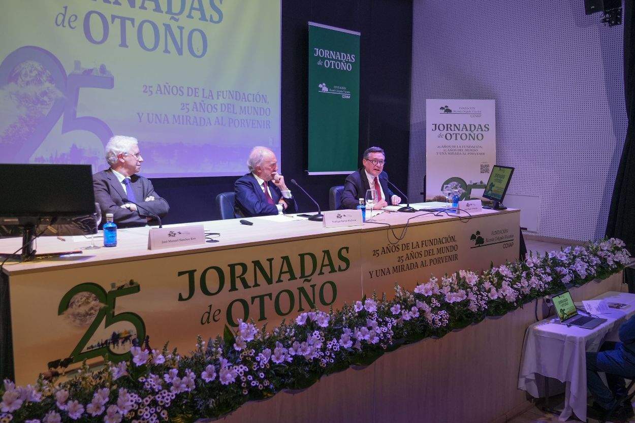 Sánchez Ron (Izquierda), Muñoz Machado y Simón Grimaldos (derecha)