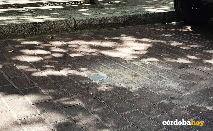 Sensor (el cuadrado pálido del centro) ya colocado en la Plaza de Colón