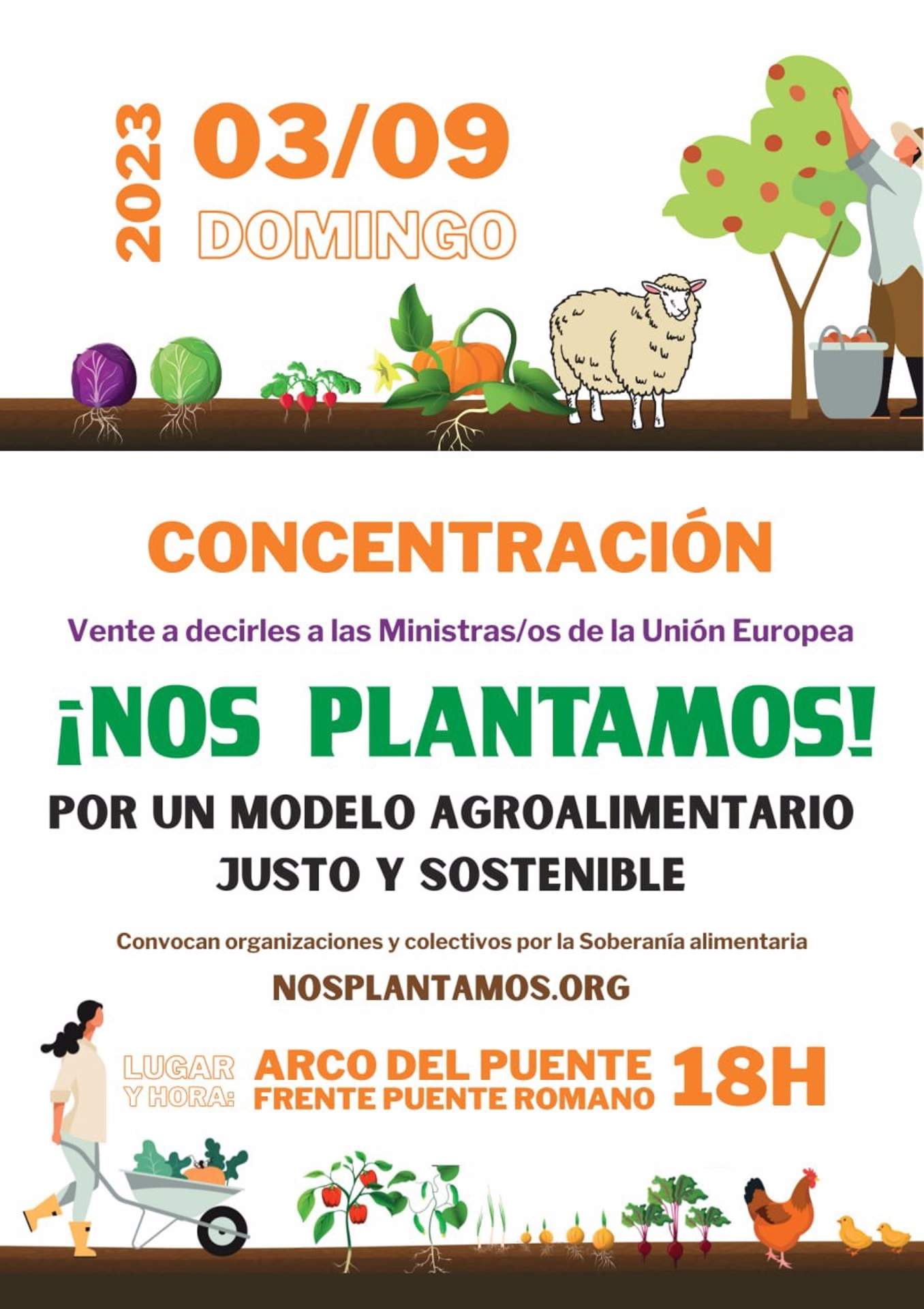 Cartel para anunciar la protesta ante los ministros de Agricultura de la UE en Córdoba